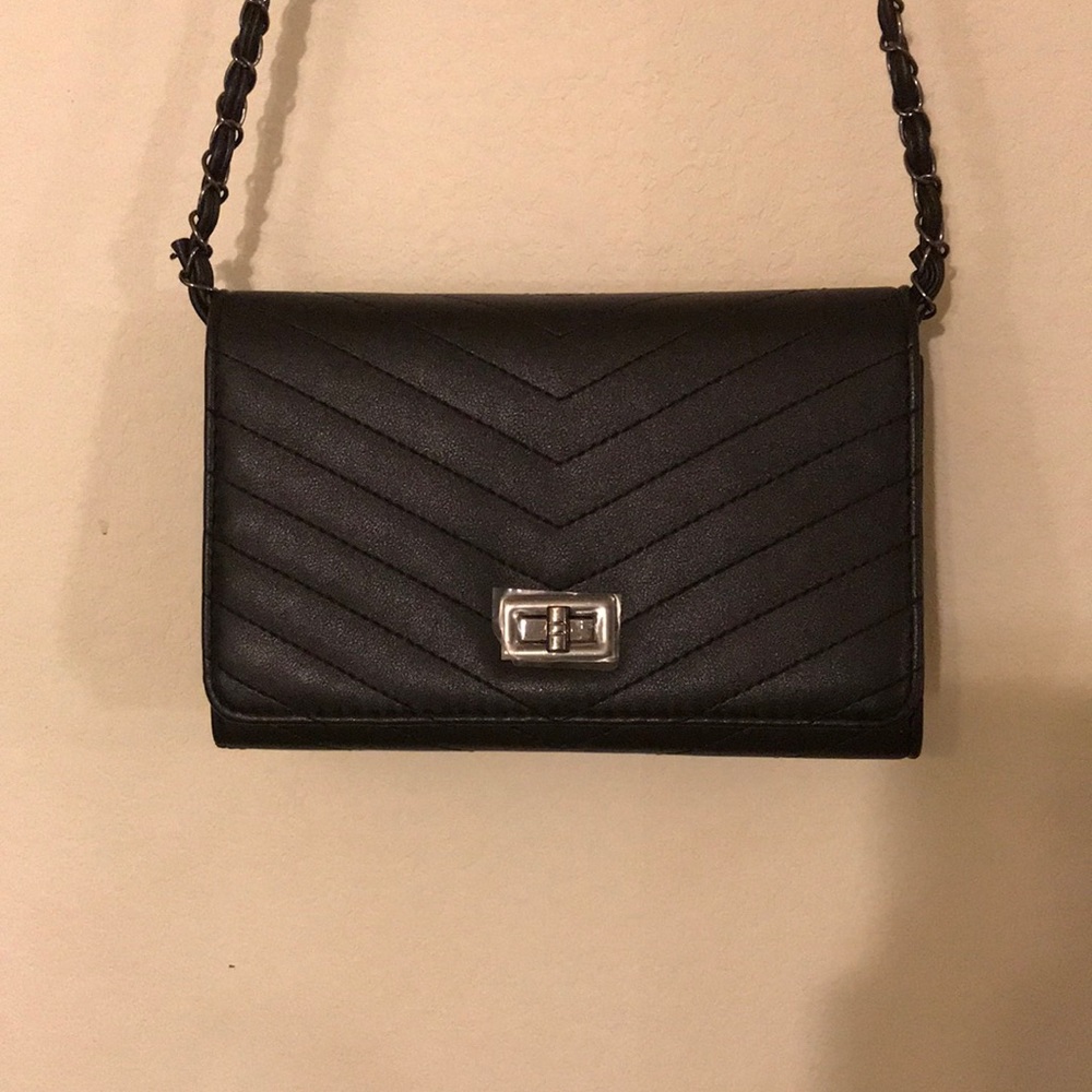 Black Quilted Crossbody Clutch Bag